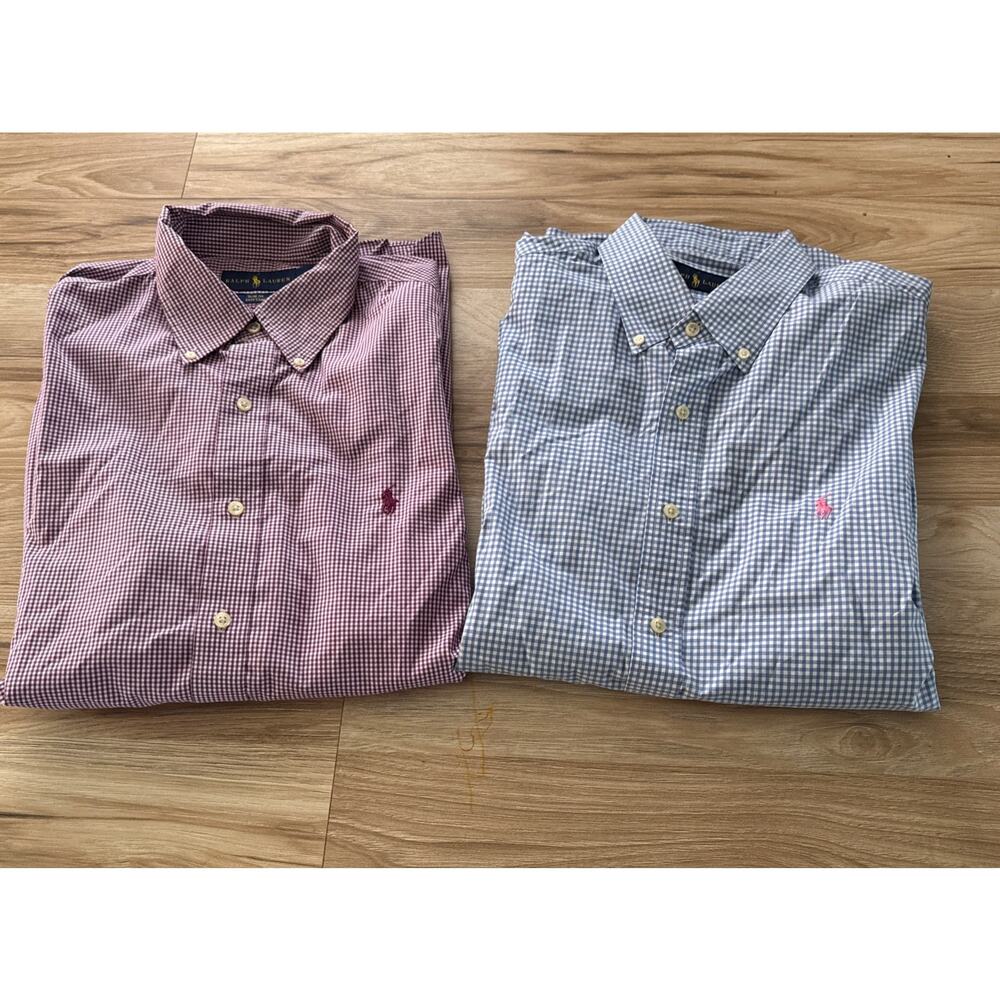 Polo Ralph Lauren Shirts Checkered Mens Large MutliColored Lot Of 2 Button Down